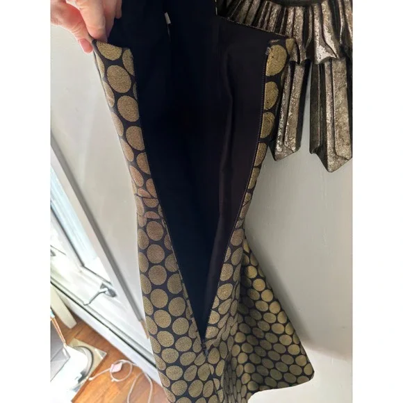 J.Crew Gold Metallic Polka Dot Jacquard Fit Flare Party Dress 8 - Picture 5 of 6